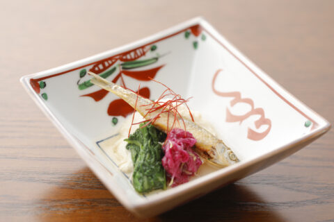 酢物・わかさぎ南蛮漬けと汲み上げ湯葉