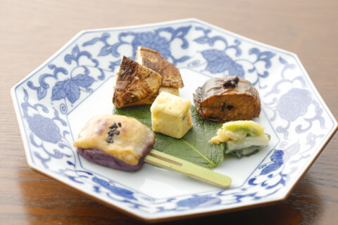 焼物・子持ち鮎と焼松茸、生麩田楽